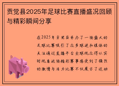 贡觉县2025年足球比赛直播盛况回顾与精彩瞬间分享